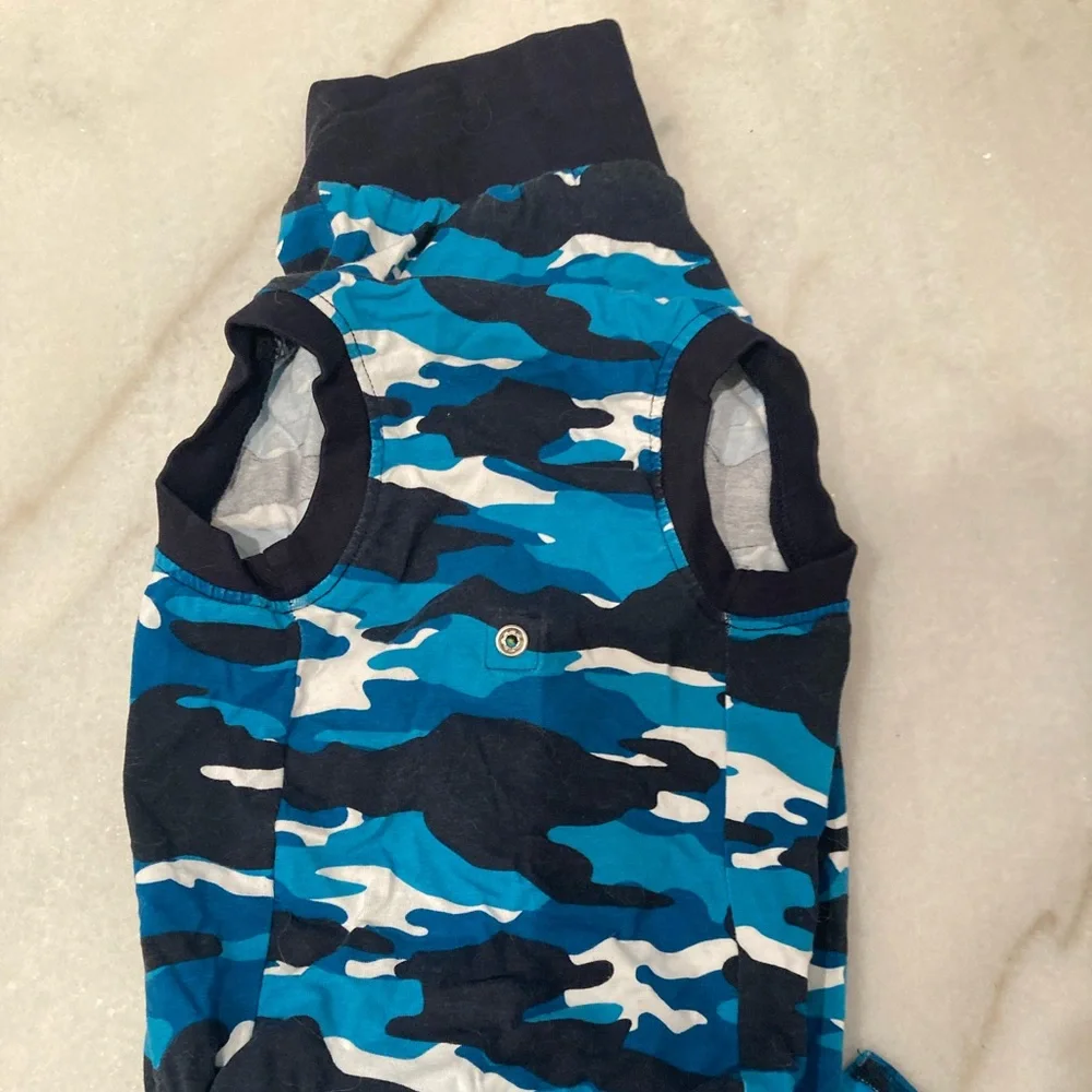 Dog Recovery Suit - Blue Camo - size small